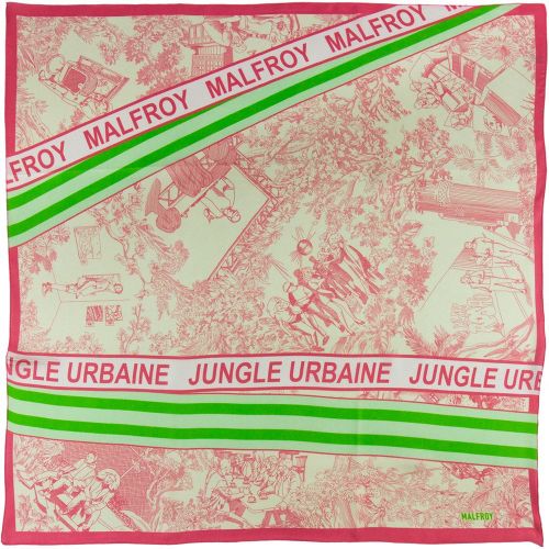 Carré de soie 67, twill de soie imprimé Jungle Urbaine – Rose