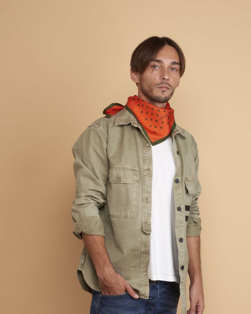 30371 Bandana POIS 67x67 cm Twill de Soie Foulards homme été | Malfroy