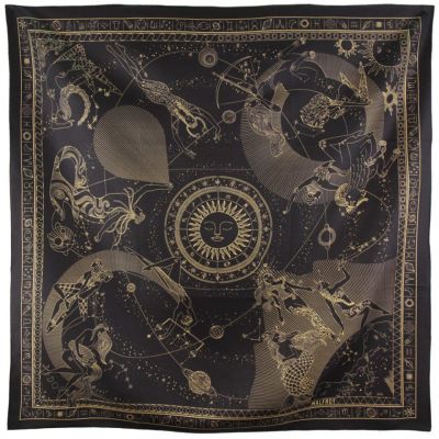 Petit Carre en Twill de Soie 67x67cm imprime Zodiaque var 4 Ebene